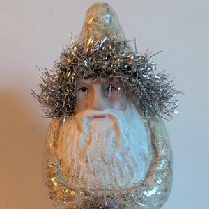 NWT Charming Silver Santa Claus Christmas Belsnickel Tinsel Holiday Home Decor